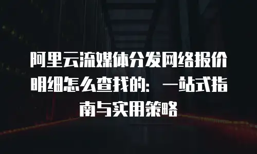 阿里云流媒体分发网络报价明细怎么查找的：一站式指南与实用策略