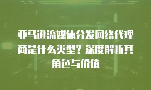 亚马逊流媒体分发网络代理商是什么类型？深度解析其角色与价值