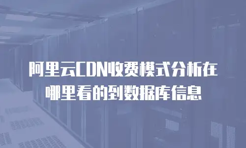 阿里云CDN收费模式分析在哪里看的到数据库信息