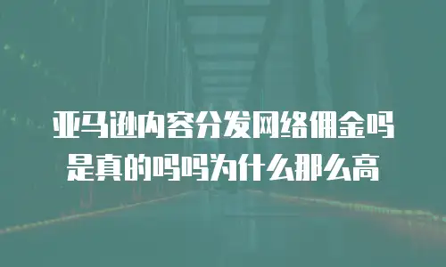 亚马逊内容分发网络佣金吗是真的吗吗为什么那么高