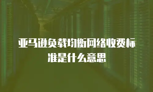 亚马逊负载均衡网络收费标准是什么意思