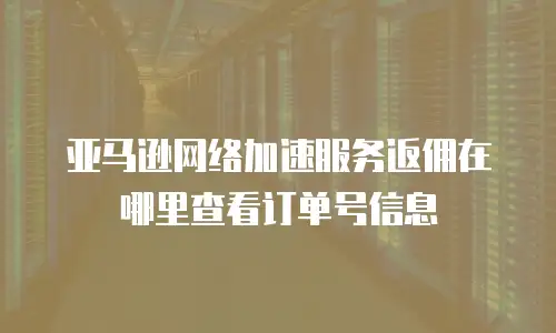 亚马逊网络加速服务返佣在哪里查看订单号信息