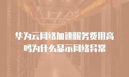 华为云网络加速服务费用高吗为什么显示网络异常