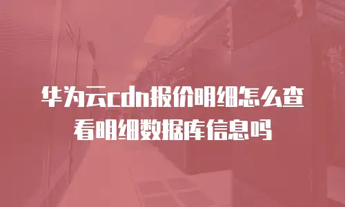 华为云cdn报价明细怎么查看明细数据库信息吗
