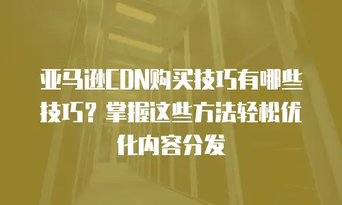 亚马逊CDN购买技巧有哪些技巧？掌握这些方法轻松优化内容分发