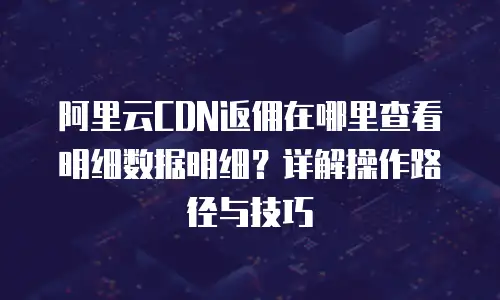 阿里云CDN返佣在哪里查看明细数据明细？详解操作路径与技巧