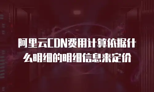 阿里云CDN费用计算依据什么明细的明细信息来定价