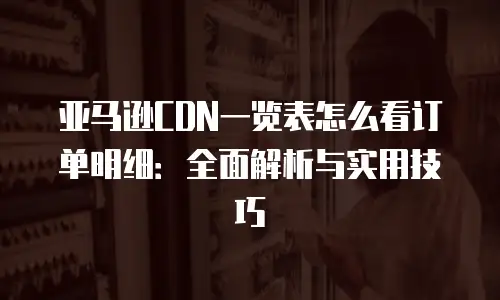 亚马逊CDN一览表怎么看订单明细：全面解析与实用技巧