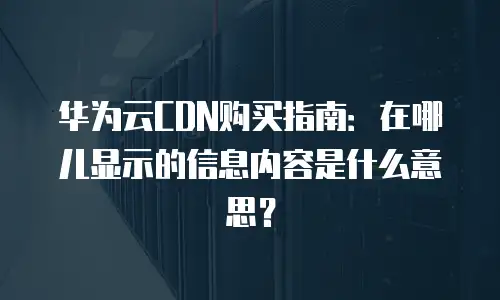 华为云CDN购买指南：在哪儿显示的信息内容是什么意思？