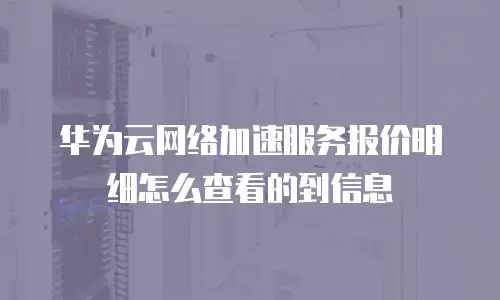 华为云网络加速服务报价明细怎么查看的到信息