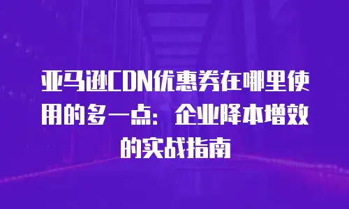 亚马逊CDN优惠券在哪里使用的多一点：企业降本增效的实战指南