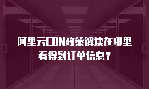 阿里云CDN政策解读在哪里看得到订单信息？