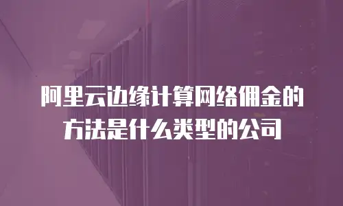 阿里云边缘计算网络佣金的方法是什么类型的公司
