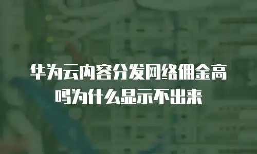 华为云内容分发网络佣金高吗为什么显示不出来
