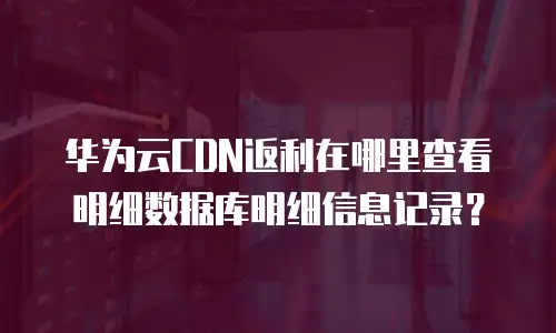 华为云CDN返利在哪里查看明细数据库明细信息记录？
