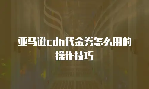 亚马逊cdn代金券怎么用的操作技巧