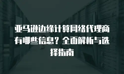亚马逊边缘计算网络代理商有哪些信息？全面解析与选择指南