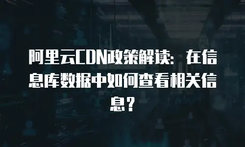 阿里云CDN政策解读：在信息库数据中如何查看相关信息？