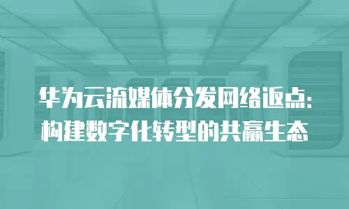 华为云流媒体分发网络返点：构建数字化转型的共赢生态