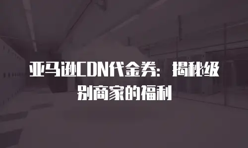 亚马逊CDN代金券：揭秘级别商家的福利