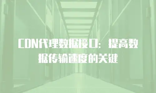 CDN代理数据接口：提高数据传输速度的关键