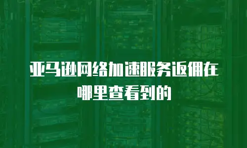 亚马逊网络加速服务返佣在哪里查看到的