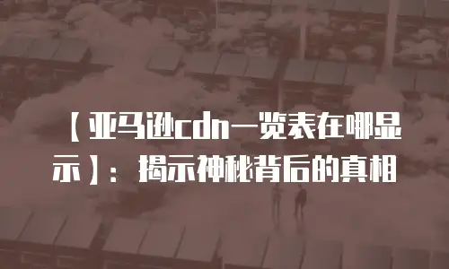 【亚马逊cdn一览表在哪显示】：揭示神秘背后的真相