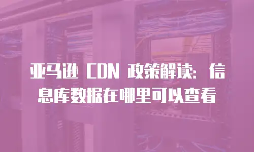 亚马逊 CDN 政策解读：信息库数据在哪里可以查看