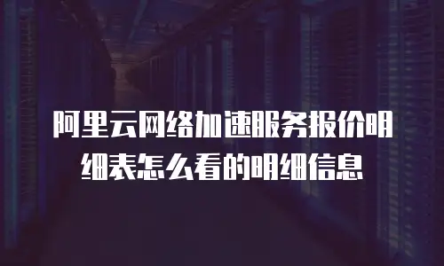 阿里云网络加速服务报价明细表怎么看的明细信息