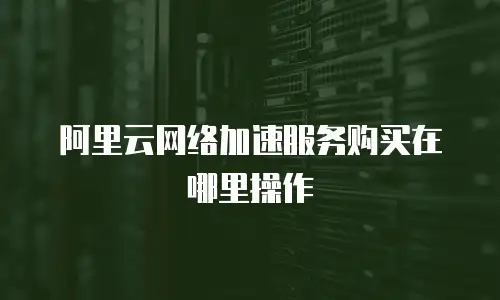 阿里云网络加速服务购买在哪里操作