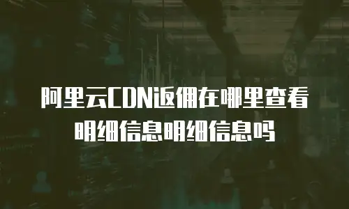 阿里云CDN返佣在哪里查看明细信息明细信息吗