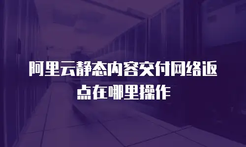 阿里云静态内容交付网络返点在哪里操作