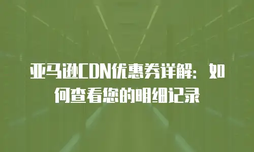 亚马逊CDN优惠券详解：如何查看您的明细记录