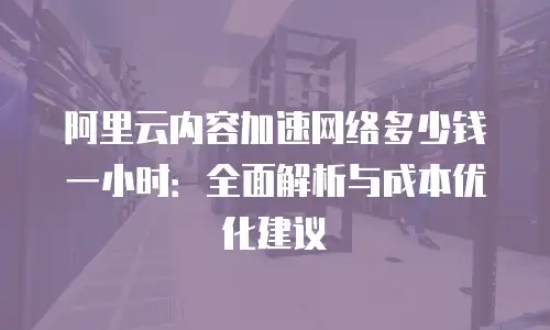 阿里云内容加速网络多少钱一小时：全面解析与成本优化建议