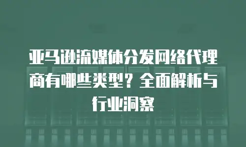 亚马逊流媒体分发网络代理商有哪些类型？全面解析与行业洞察