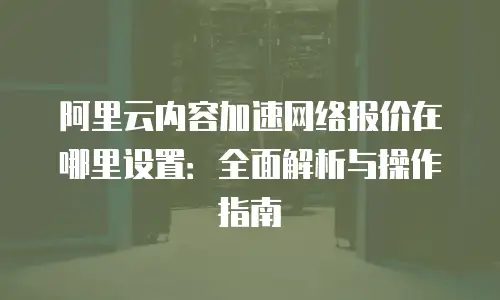 阿里云内容加速网络报价在哪里设置：全面解析与操作指南