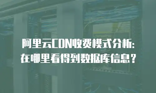 阿里云CDN收费模式分析：在哪里看得到数据库信息？