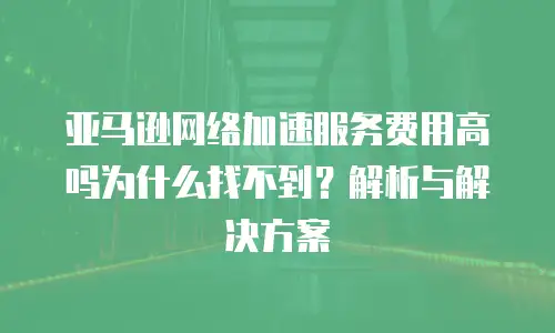 亚马逊网络加速服务费用高吗为什么找不到？解析与解决方案