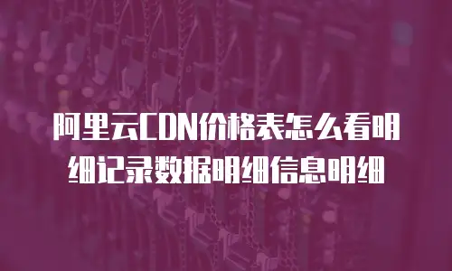 阿里云CDN价格表怎么看明细记录数据明细信息明细