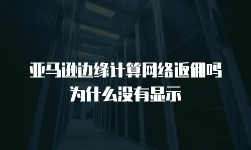 亚马逊边缘计算网络返佣吗为什么没有显示