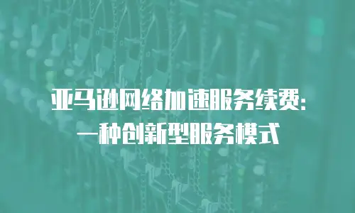 亚马逊网络加速服务续费：一种创新型服务模式