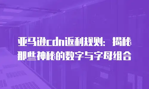 亚马逊cdn返利规则：揭秘那些神秘的数字与字母组合