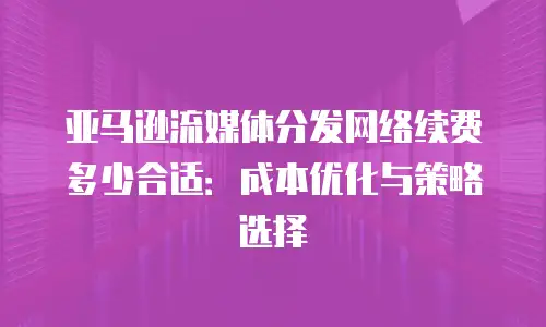 亚马逊流媒体分发网络续费多少合适：成本优化与策略选择