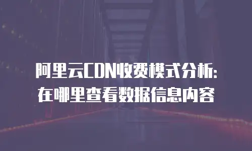 阿里云CDN收费模式分析：在哪里查看数据信息内容