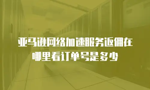 亚马逊网络加速服务返佣在哪里看订单号是多少
