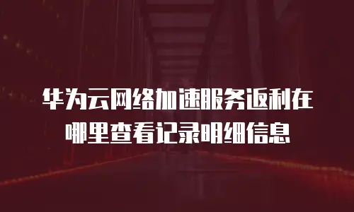 华为云网络加速服务返利在哪里查看记录明细信息