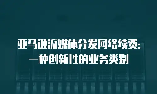亚马逊流媒体分发网络续费：一种创新性的业务类别