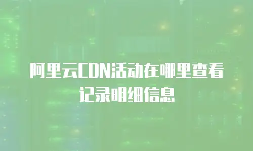 阿里云CDN活动在哪里查看记录明细信息