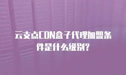 云支点CDN盒子代理加盟条件是什么级别？