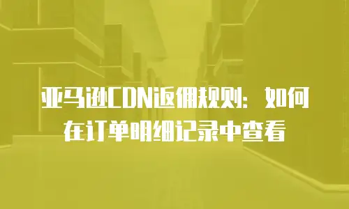 亚马逊CDN返佣规则：如何在订单明细记录中查看
